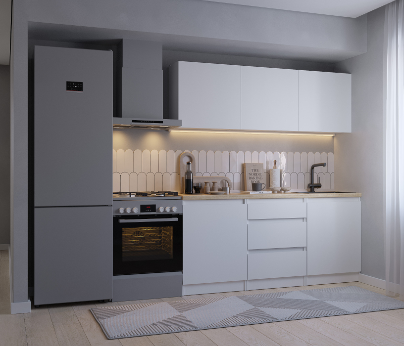 Кухонные гарнитуры, Кухонный гарнитур Леон прямой 180 см, белый