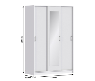 Шкаф-купе 3-х дверный Терра СБ-2610 с зеркалом Белый