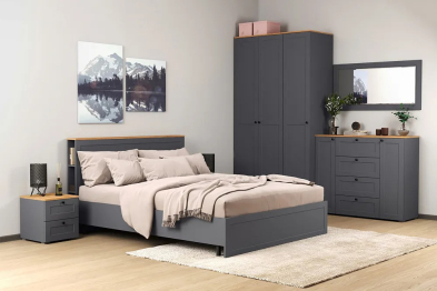 Шкаф для одежды Остин 13.336.02, серый графит, дуб золотой крафт