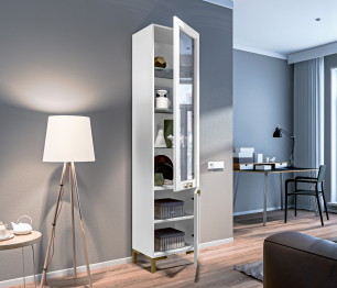 Шкаф-витрина Ассоль СБ-3429 Белый/МДФ Белый