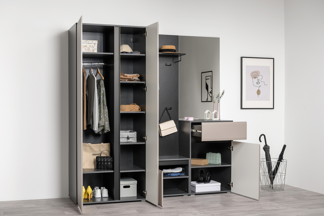 Для одежды, Шкаф двустворчатый Сидней 16.367.02, антрацит, веллюто капучино