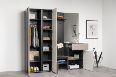 Шкаф двустворчатый Сидней 16.367.02, антрацит, веллюто капучино