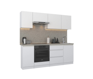Кухонный гарнитур Леон прямой 210 см, белый