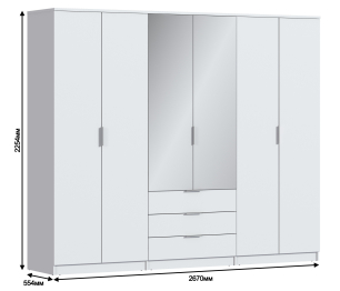 Шкаф 6-ти дверный Николь СБ-2593/1 Белый