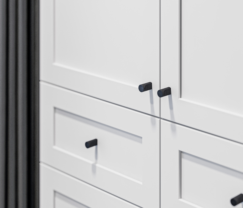 Прямые, Стеллаж Твин СБ-3373 Белый с глухими фасадами и ящиком