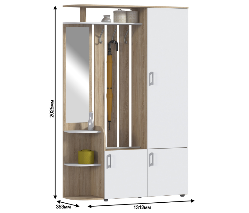 Прихожие, Прихожая Наоми СБ-2292 Дуб Сонома/Белый