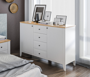 Комод Монтана СБ-3547 Белый Альпийский,Дуб Гамильтон/МДФ Дуб Белый