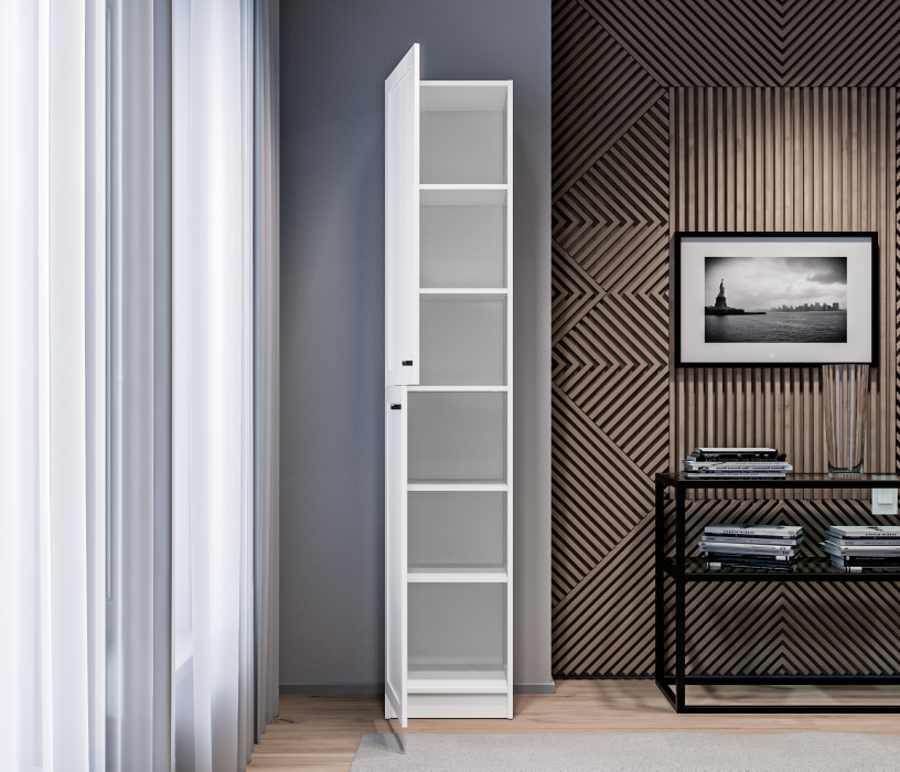 Шкафы пеналы, Пенал Твин СБ-3372 Белый с глухим фасадом