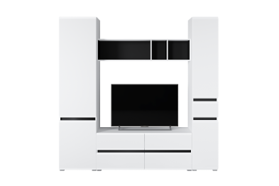 Шкаф Сидней 13.200, белый премиум, черный, белый глянец