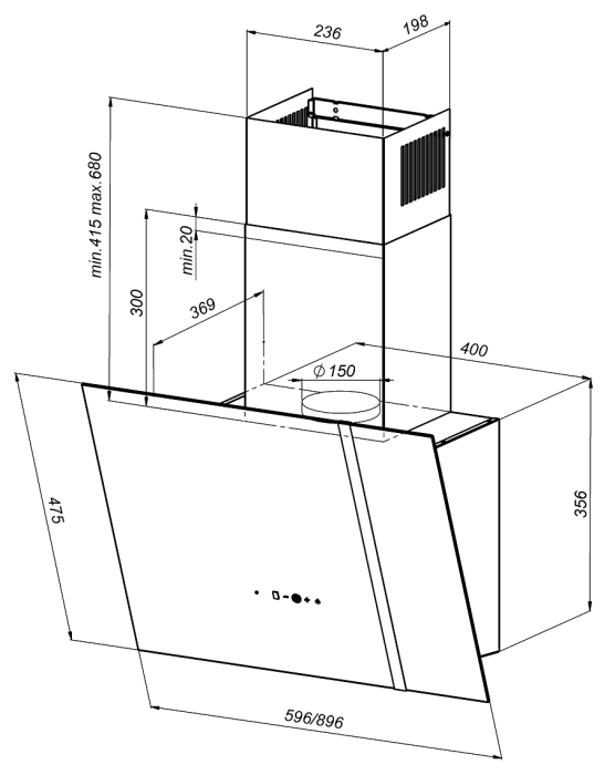 Вытяжки, Кухонная вытяжка Konigin Enigma Black 60