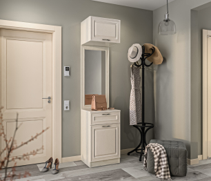 Тумба с зеркалом Гранд / Ливерпуль СБ-3508 Дуб Приморский Белый/МДФ Классика Светлый