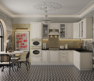 Кухонный гарнитур Регина Белый/Классика Светлый 3х1,7 м