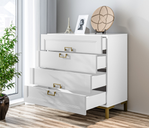 Комод Ассоль СБ-3434 Белый/МДФ Белый