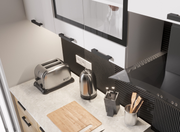 Кухня Хозяюшка 2,4 м Белый гладкий/Дуб вотан ЛДСП