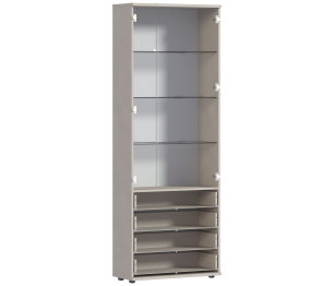 Сити СБ-2925 Шкаф-витрина Бежевый песок/МДФ Кофе