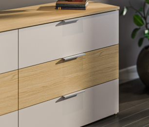 Комод Афина СБ-3324 Дуб Винченца/Дуб Винченца,Кашемир серый