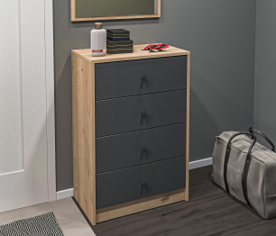 Комод Сидней СБ-2586/1 Дуб дикий/Диамант серый