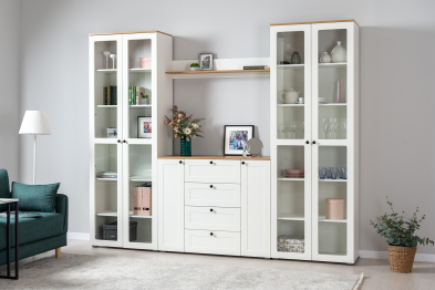 Полка Остин 16.484, белая шагрень, дуб золотой крафт