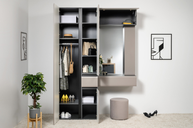 Шкаф навесной Сидней 16.314.02, антрацит, веллюто капучино