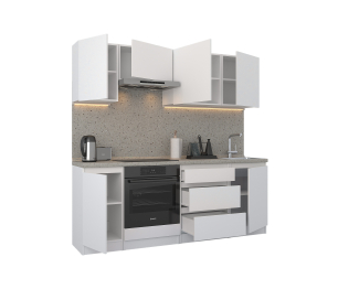 Кухонный гарнитур Леон прямой 210 см, белый