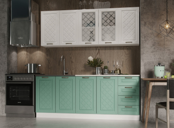 Кухня Агава 2,0 м Акация Белая/Мята МДФ