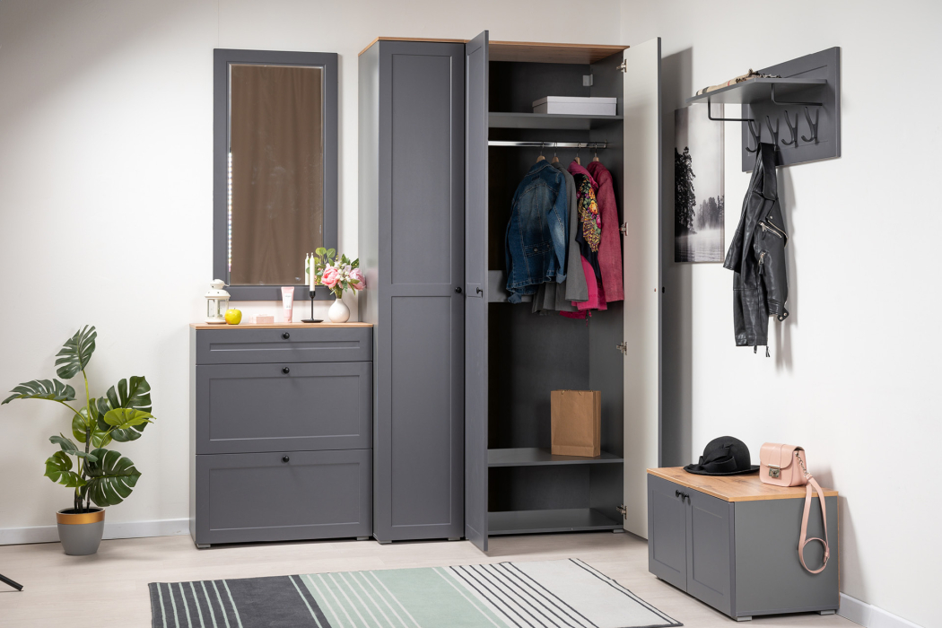 Для одежды, Шкаф Остин 13.224, серый графит, дуб золотой крафт