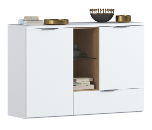 Комод Мальта СБ-3264 Белый,Дуб Гамильтон/МДФ Белый