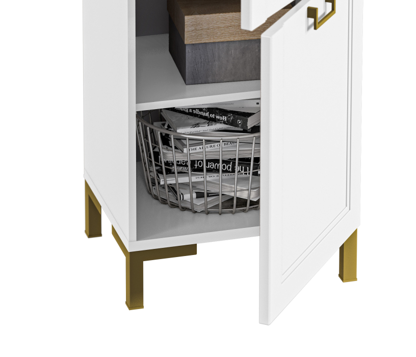 Шкафы пеналы, Шкаф-пенал Ассоль СБ-3430 Белый/МДФ Белый