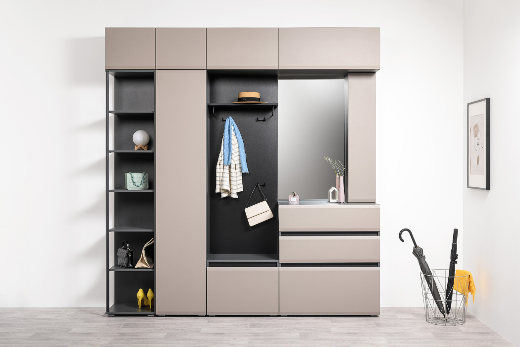 Шкафы распашные, Шкаф навесной Сидней 16.314.06, антрацит, веллюто капучино