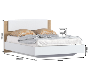 Кровать с подъемным механизмом (1600) Мальта СБ-3269/1 Белый,Дуб Гамильтон