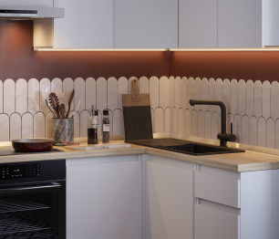 Кухонный гарнитур Леон угловой 210х140 см, белый