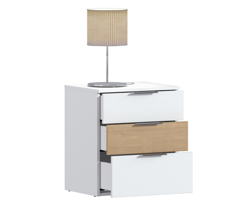 Прикроватные тумбы, Тумба с ящиками Мальта СБ-3295 Белый/Дуб Гамильтон,МДФ Белый