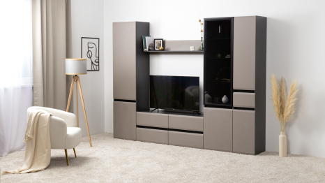 Полка Сидней 16.486, антрацит, веллюто капучино