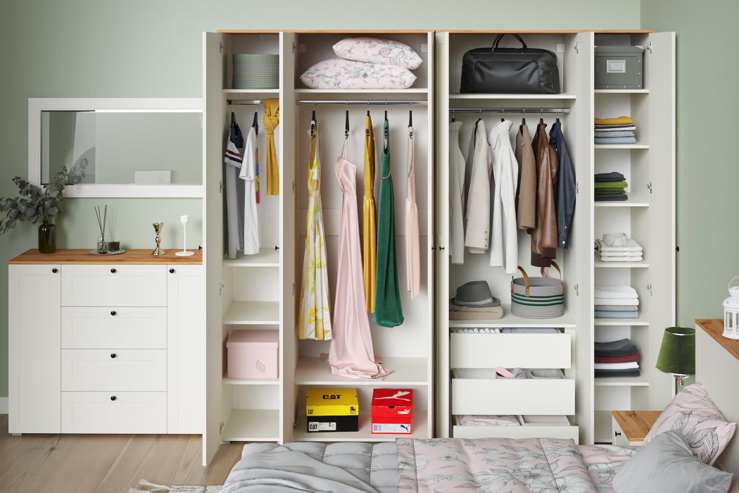 Для одежды, Шкаф для одежды Остин 13.336.02, белая шагрень, дуб золотой крафт