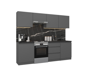 Кухонный гарнитур Леон прямой 240 см, диамант серый