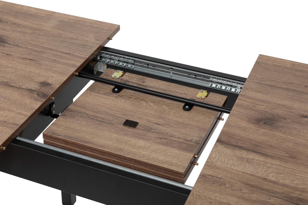 Обеденные столы, Стол раздвижной DAIKO 1Р, металл Черный, Дуб велингтон