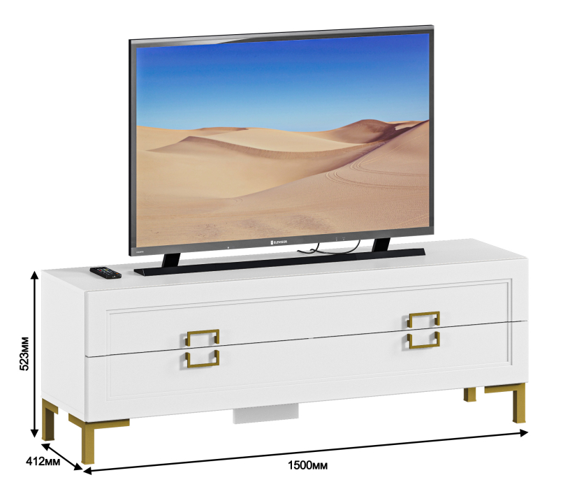 ТВ-тумбы, Тумба под телевизор Ассоль СБ-3433 Белый/МДФ Белый