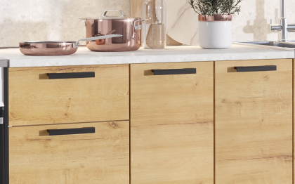 Кухня Хозяюшка 1,5 м Белый гладкий/Дуб вотан ЛДСП