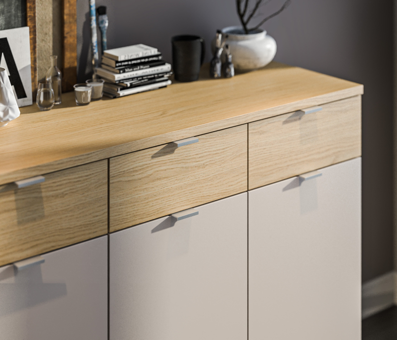 Комоды, Комод Афина СБ-3342 Дуб Винченца/Дуб Винченца,Кашемир серый