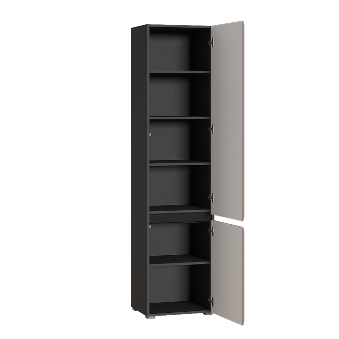 Шкафы распашные, Шкаф Сидней 13.200, антрацит, веллюто капучино