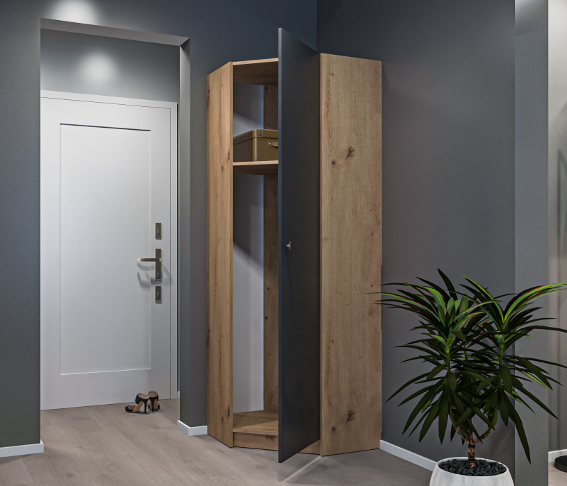 Угловые шкафы, Шкаф угловой Сидней СБ-2589 Дуб дикий/Диамант серый