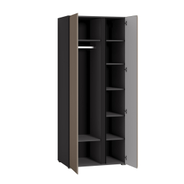 Шкаф двустворчатый Сидней 16.367.02, антрацит, веллюто капучино