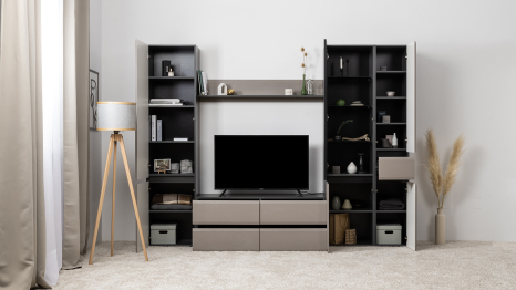 Полка Сидней 16.486, антрацит, веллюто капучино