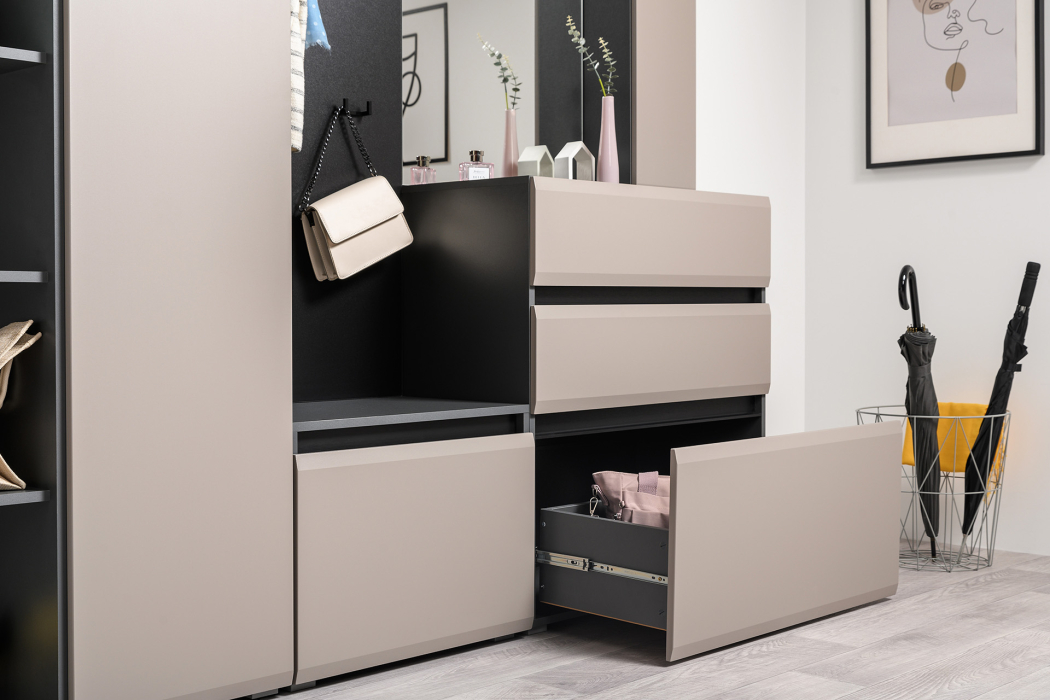 Тумбы, Тумба для обуви Сидней 16.129, антрацит, веллюто капучино