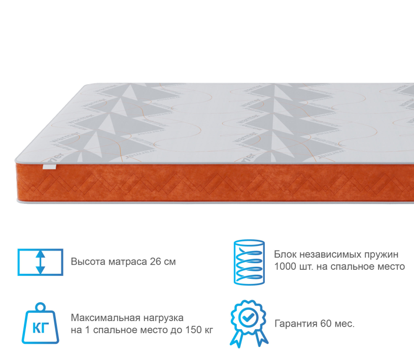 Другие размеры, Матрас Корсика-Лайт в чехле Warmer 1800х2000