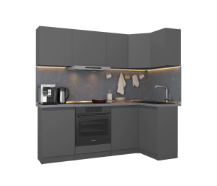 Кухонный гарнитур Леон угловой 210х100 см, диамант серый