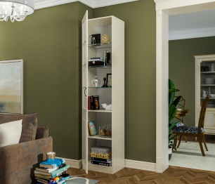 Шкаф-витрина Гранд / Ливерпуль СБ-3516 Дуб Приморский Белый/МДФ Классика Светлый