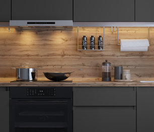 Кухонный гарнитур Леон прямой 260 см, диамант серый