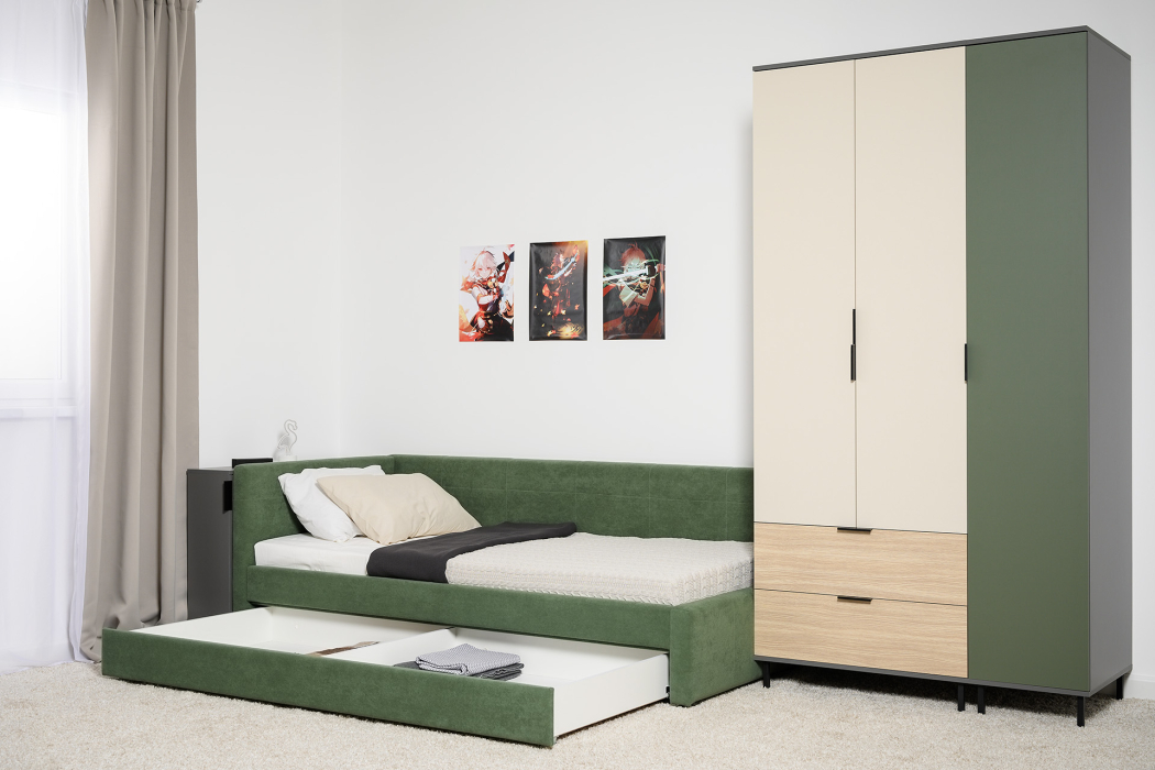 Кровати одноярусные, Кровать одинарная Марвэл, мосс