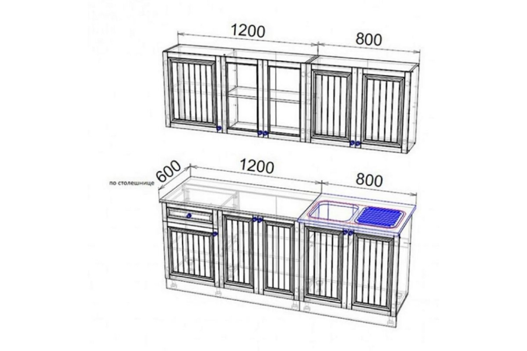 Кухонные гарнитуры, Кухонный гарнитур Хозяюшка Акация белая МДФ 2м